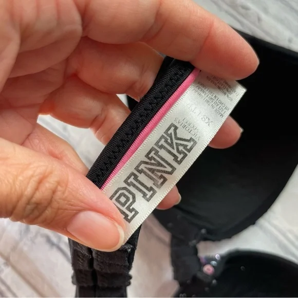 Pink Victoria’s Secret Black & Silver/Purple/Blue Sequin Bikini Top - Picture 5 of 5